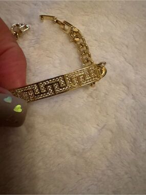 Gold Pavé Greek Key Bar Bracelet - Women's Fashion Jewelry